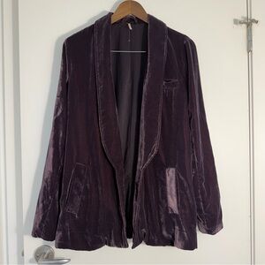 Free People Yesterday’s Muse dark purple Velvet Blazer in Rich Purple-jacket